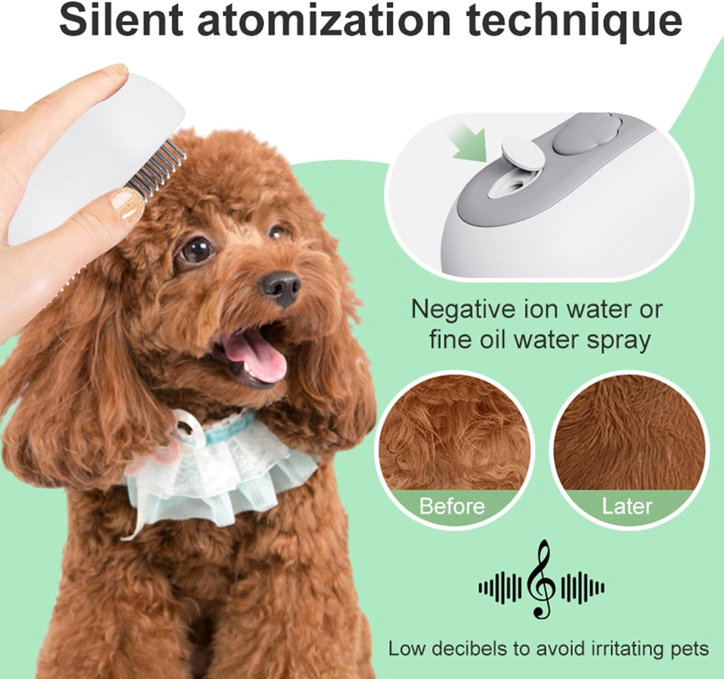 Cat Steam Brush for Shedding, 3 in 1 Cat Brush for Long or Short Haired Cats & Dogs, Steam Hair Brush with Spray Function & One-Click Cleaning Button Easy to Removes Loose Fur, Cat Grooming Brush Suitable for All Hair Pets