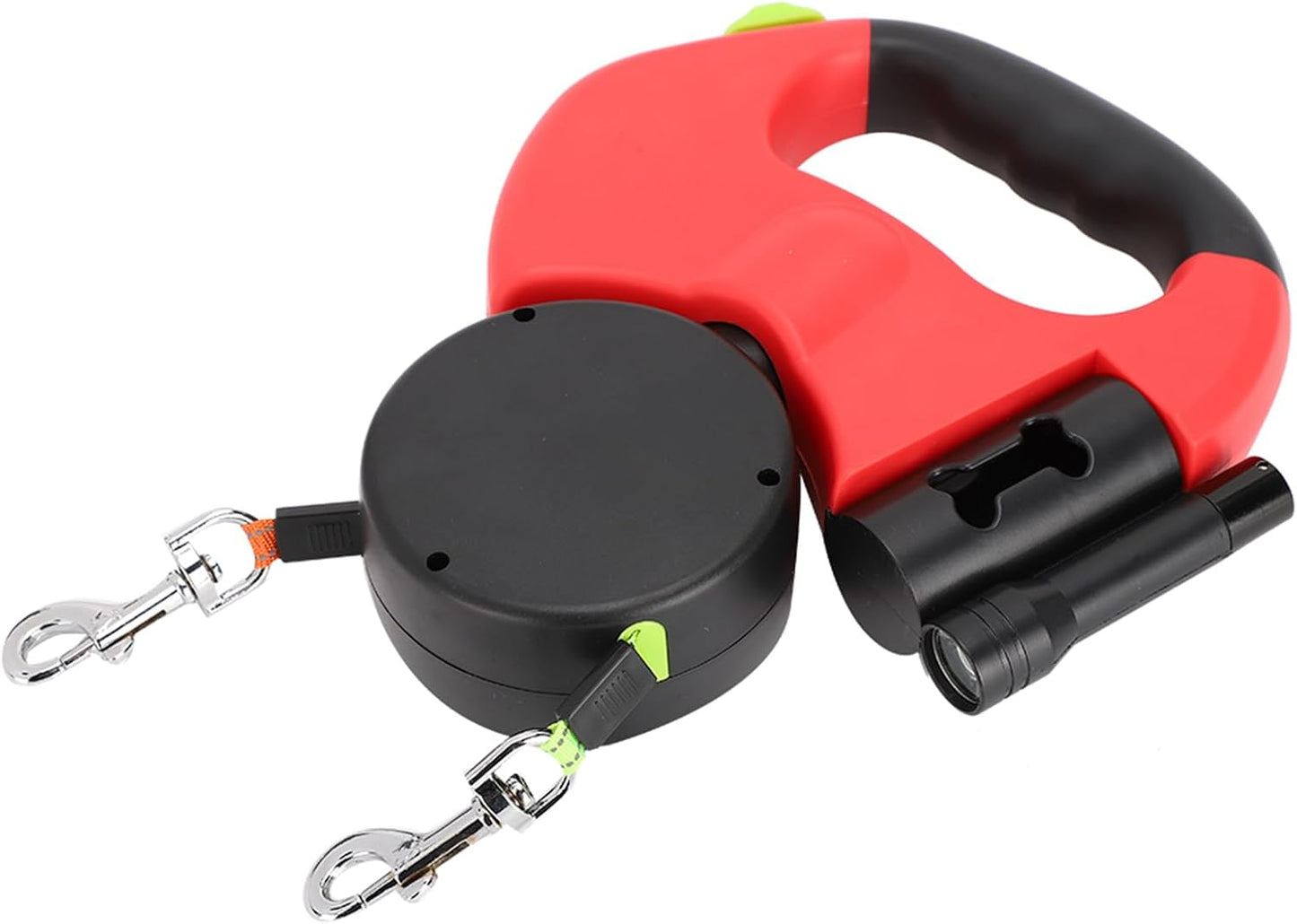 Dual Retractable Dog Leash, Automatic Hand Holding Pet Leash, Adjustable Dog Leash with LED Light for Dogs Walking Pets (Scarlet)