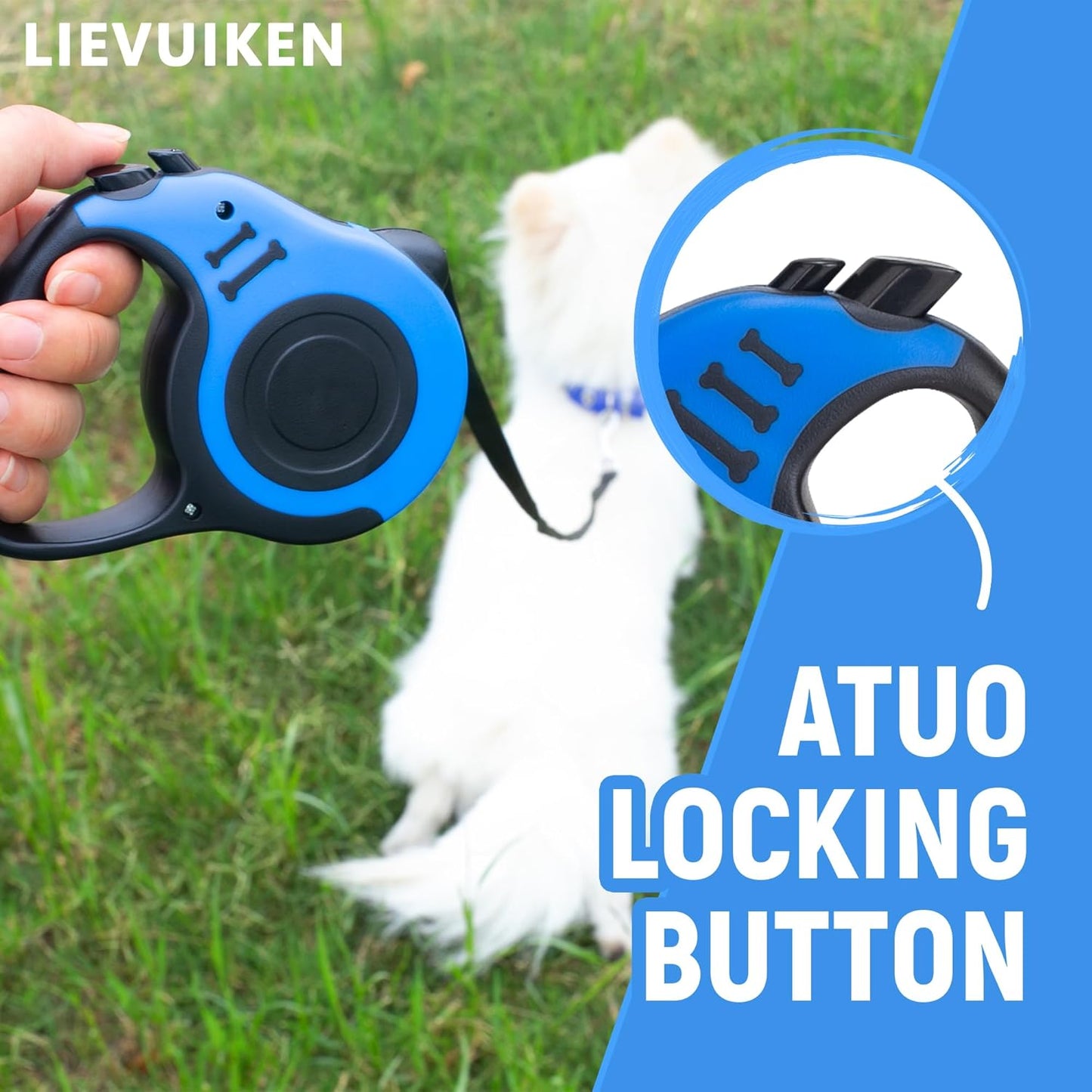 Retractable Dog Leash Automatic Telescopic Tractor Dog Tape, Pet Tape 10/16 FT Durable and Convenient, with Non-Slip Handle, Suitable for Small and Medium-Sized Dogs Blue