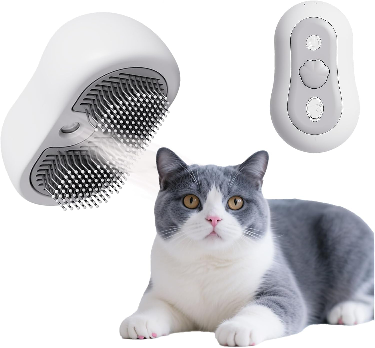 Cat Steam Brush for Shedding, 3 in 1 Cat Brush for Long or Short Haired Cats & Dogs, Steam Hair Brush with Spray Function & One-Click Cleaning Button Easy to Removes Loose Fur, Cat Grooming Brush Suitable for All Hair Pets