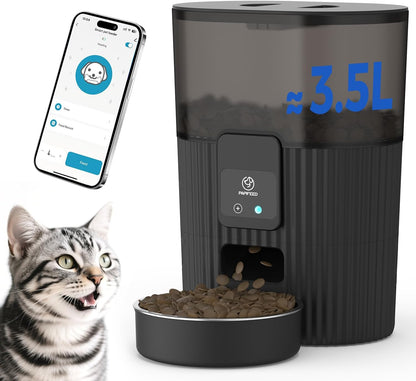 Automatic Cat Feeders with APP: Wifi Pet Dry Food Dispenser Compatible with Alexa & Echo,Smart Timed Auto Cat Feeder with Anti-Bite Power Cord for Cats, Dogs,Up to 10 Meals per Day(15 Cups