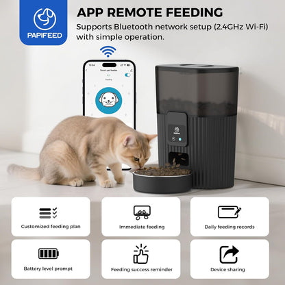 Automatic Cat Feeders with APP: Wifi Pet Dry Food Dispenser Compatible with Alexa & Echo,Smart Timed Auto Cat Feeder with Anti-Bite Power Cord for Cats, Dogs,Up to 10 Meals per Day(15 Cups